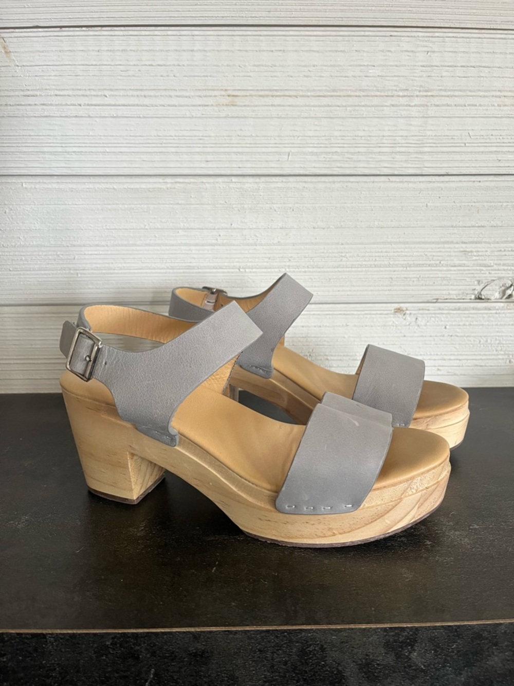 Nisolo All-Day Open Toe Clog Sky Grey size 7.5 women’s shoes sandals anthro - Picture 5 of 16